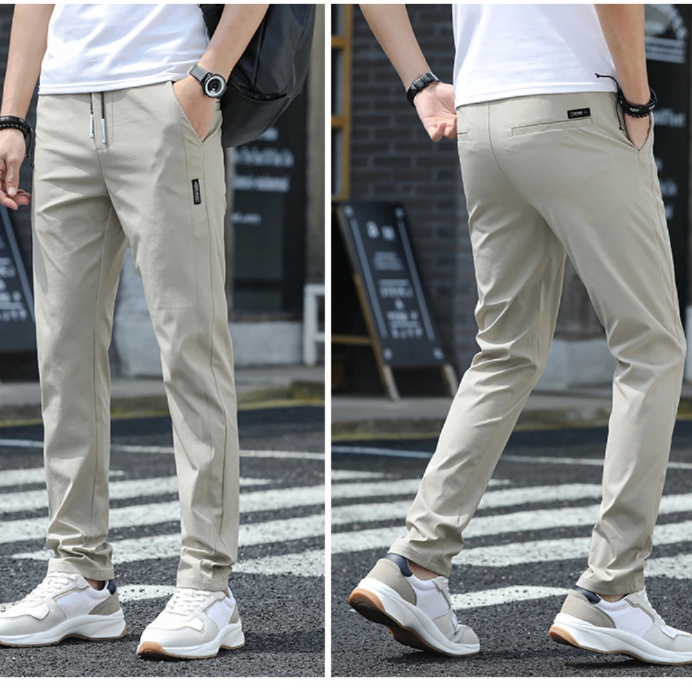 Casual pants sport pants running pants Summer Elastic Waist Ice Silk Casual Pants Slim Straight Trend Sports Pants Jogging Men Gym Trousers Men Sweatpants