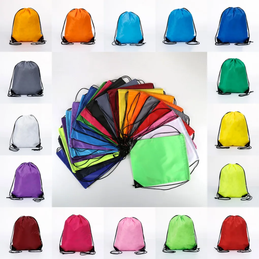 Uni Polyester Drawstring Bag Sport Waterproof Backpack Bundle Pocket for Men Women Student Rucksack Bag Swimming School