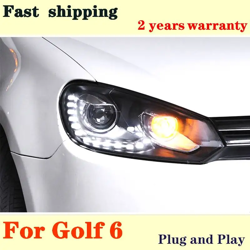 

Car Styling Head Lamp For Golf 6 Headlights 2009-2012 LED Headlight DRL Daytime Running Light Bi-Xenon HID Car Accessories