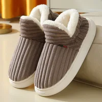 Litfun Men Warm Cotton Shoes Soft Sole Short Plush Lined Slippers Outdoor Non-slip Fluffy Ankle Boot Indoor Fuzzy Men Home Shoes