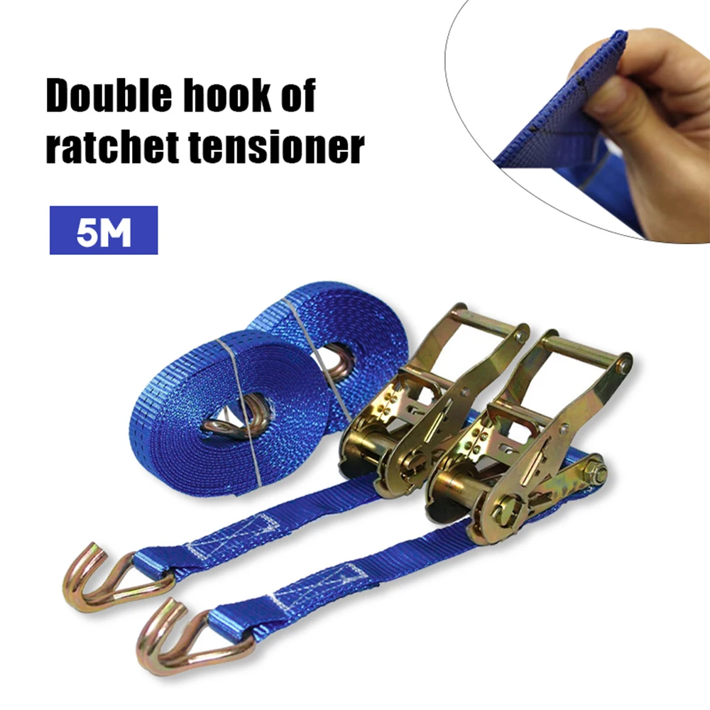 2 Styles Lorry Lashing Polyester Ratchet Weaving Durable 5M Universal Wear Resistant Tie Rope Cargo Strap Car Motorcycle