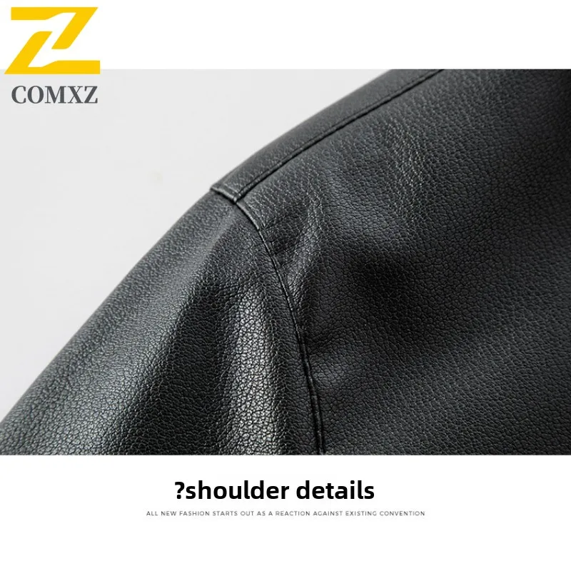 EIAO Spring Autumn Men Leather Jacket Fashion Simple Style Motorcycle Coat for Young Trendy Waterproof Windproof Biker Outerwear