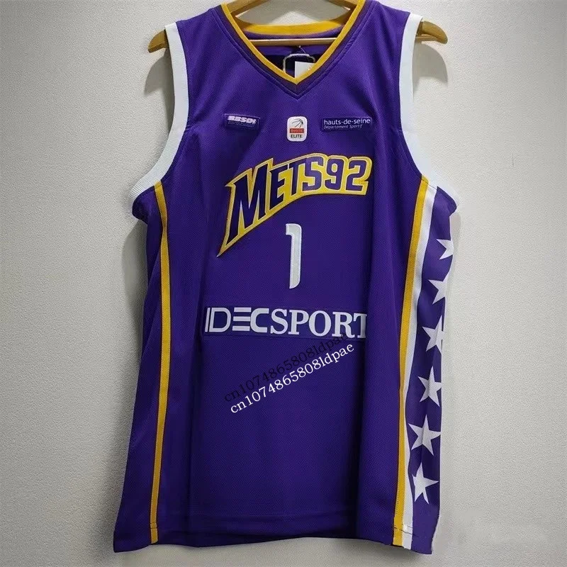 Basketball Jerseys Basketball Jersey Men Oversize Metropolitans 92 1 WEMBANYAMA Sewing Embroidery Athletic Sports High Street Hip Hop Sportswear