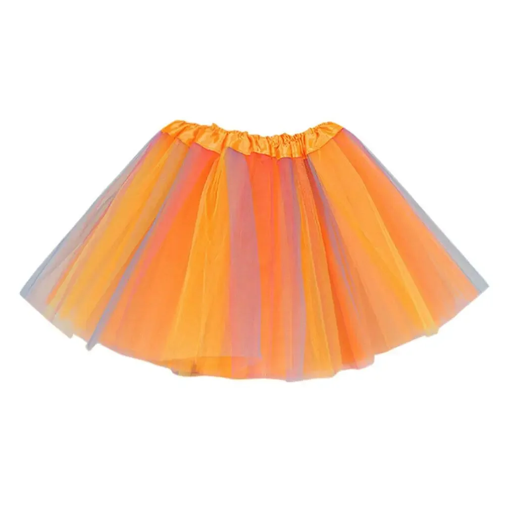 Multicolor Rainbow Tulle Princess Dance Skirt