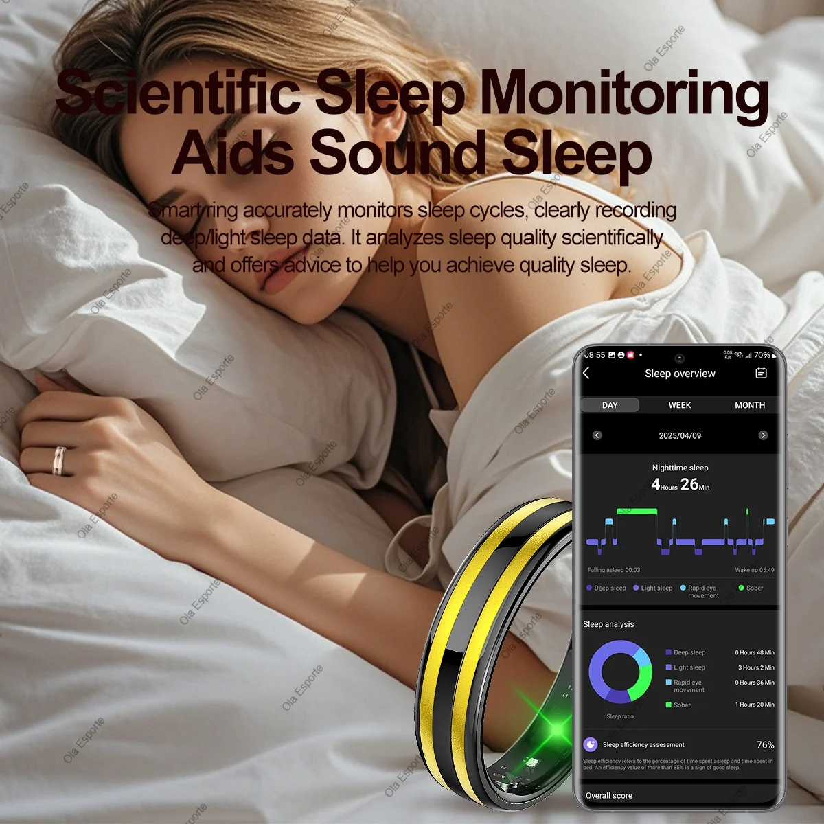 2026 New Smart Ring Temperature Heart Rate Sleep Monitoring Motion-Sensing Game IP68 Waterproof Men Women SmartRing Holiday Gift 5