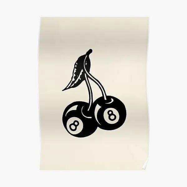 

Модный ретро постер с вишней в виде 8 шаров для бассейна и Ло, Настенная картина для дома, Современная печать, Декор, художественное украшение без рамки