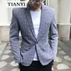 High-quality Men's Casual Suit Jacket Slim-fit Korean Fashion Youth Handsome Plaid Suit Men's Single-breasted Thin Jacket 1