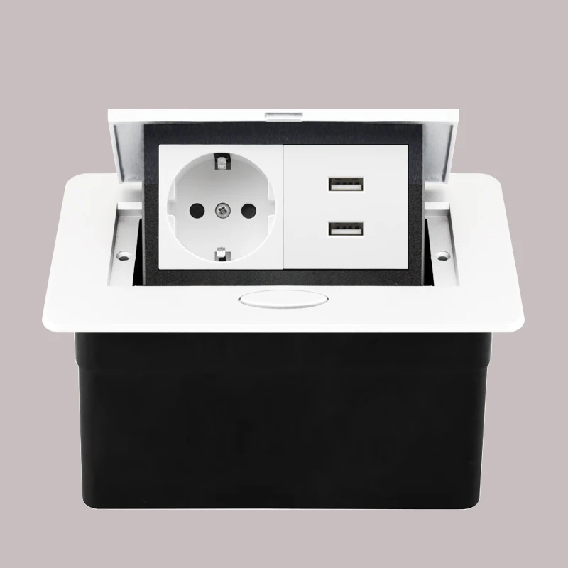 Desktop Power Socket with Dual USB and Type-C Interface, 220V Pop-Up Hidden EU Socket