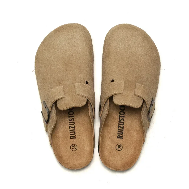 Classic Closed Toe Mule Slippers for Men with Cork Birken Stock Shoes Boston Clogs Cork Slides Mens Suede Beach Slippers Man 5