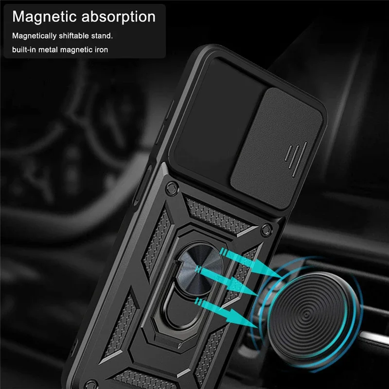 Slide Camera Lens Protector Armor Case with Military Grade Bumpers and Ring Cover