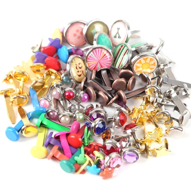 50100PcsBipodNailBrads11StyleDiyEmbellishmentScrapbooking