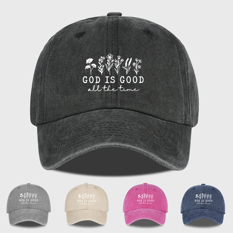 MLFO “God is Good” 꽃무늬 프린트 야구 모자 가볍고 통기성이 좋으..