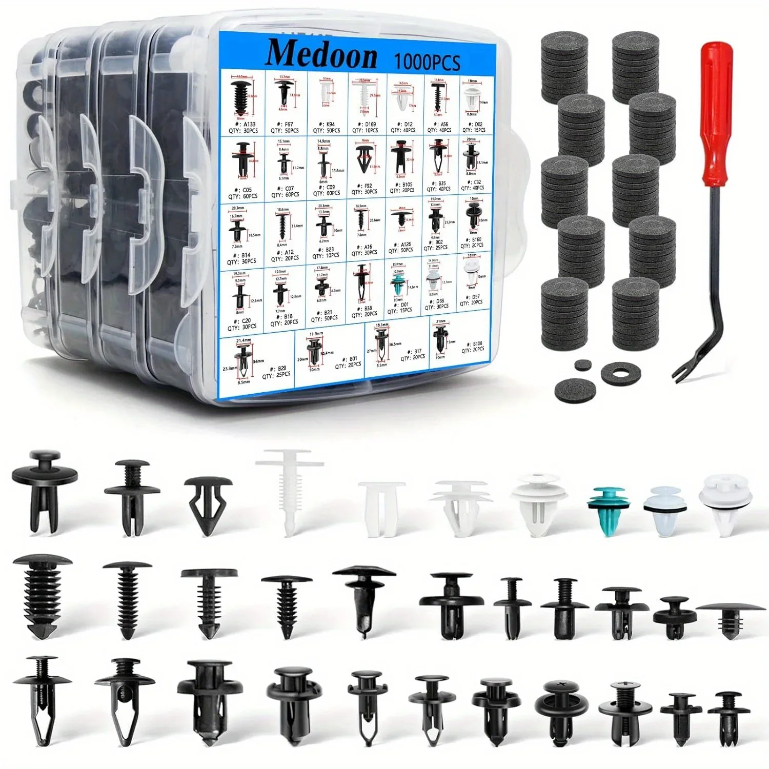 

Car Retainer Clips Auto Fasteners Push Trim Clips 1101pcs Pin Bumper Kit - Premium and Durable Assortment for Easy Installation