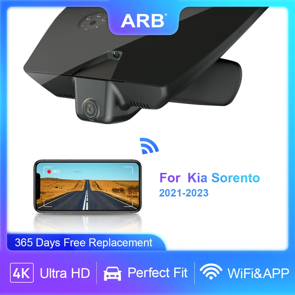 기아 쏘렌토 MQ4 2023 2022 2021 대시 카메라, ARB 4K OEM 스타일 자동차 DVR 비디오 녹화, 왼손잡이 드라이브 와이파이 연결에 적합 