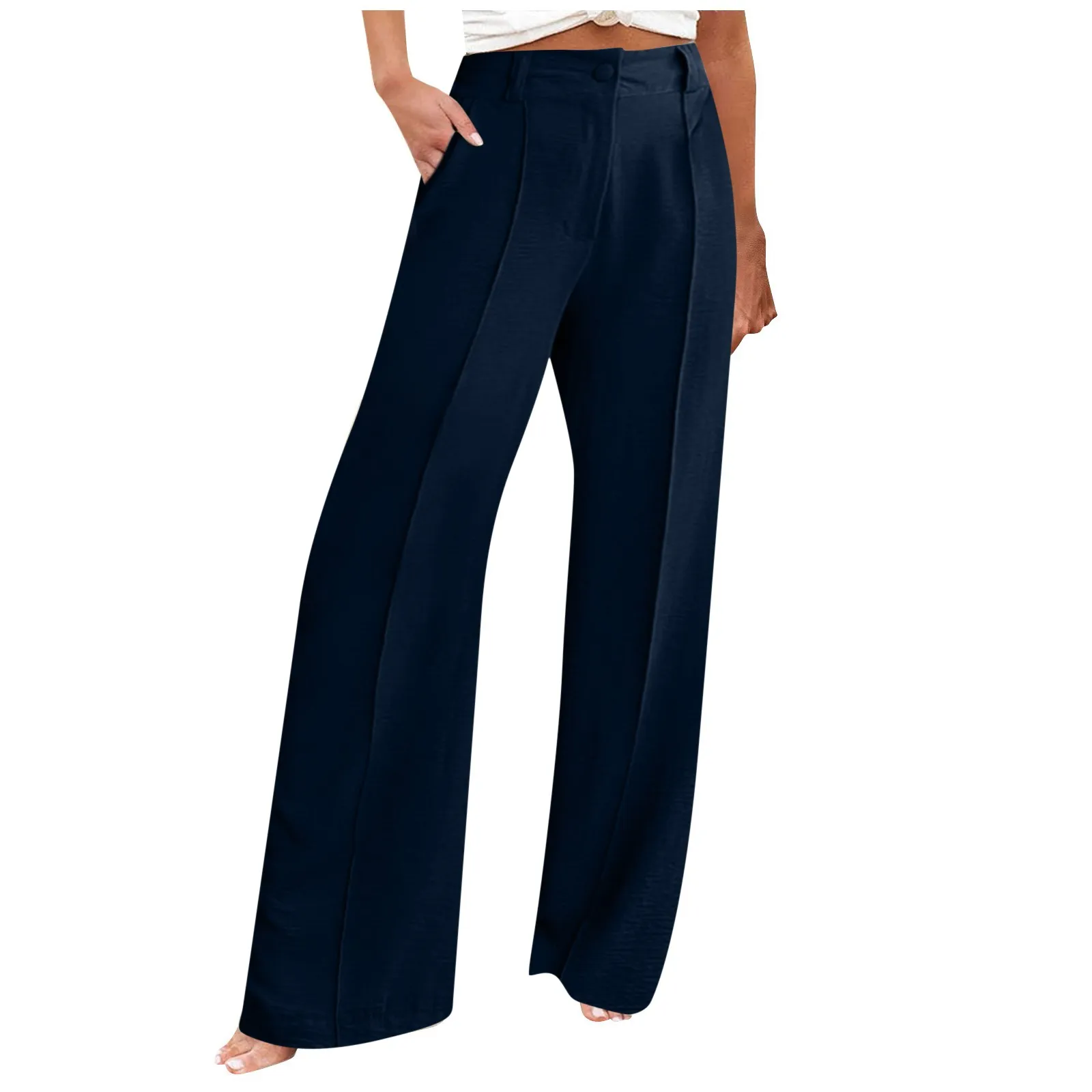 

Женские широкие штаны со складками, с высокой талией, карманами, легкие эластичные талии, свободные облегающие брюки