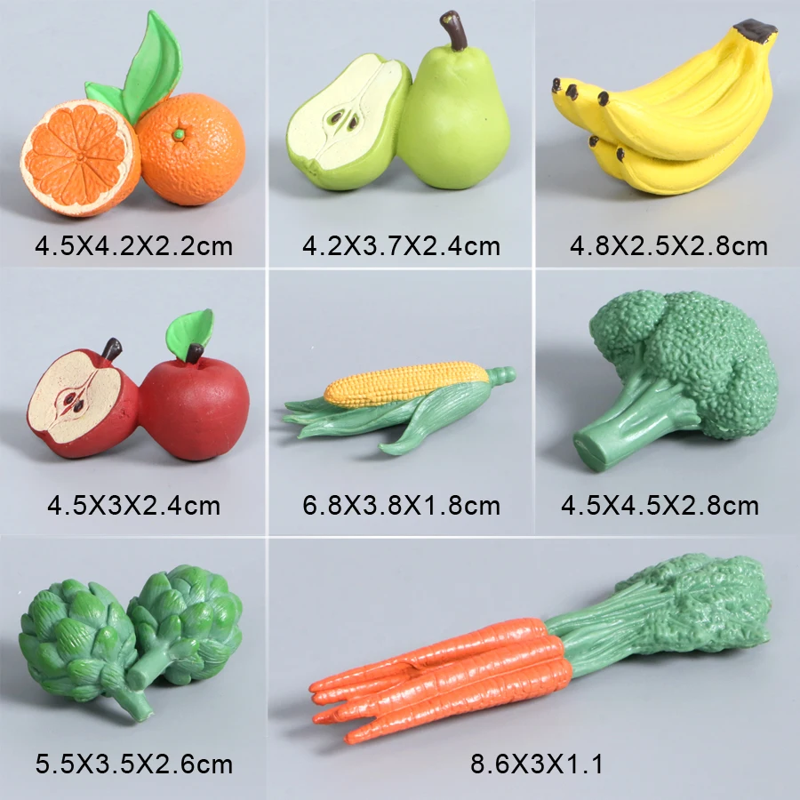 

4 шт./набор, пластиковые фигурки для овощей и фруктов