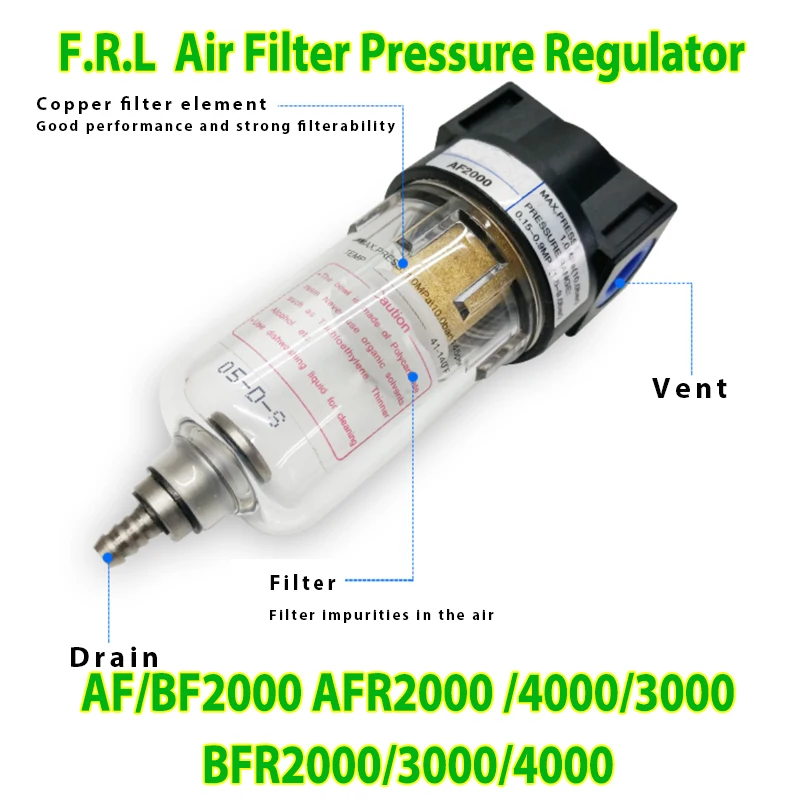 

Airtac Type Air Filter Pressure Rgulator Air Souce Treatment F.R.L AC2000 BC2000 /4000/3000 BFC2000/3000/4000