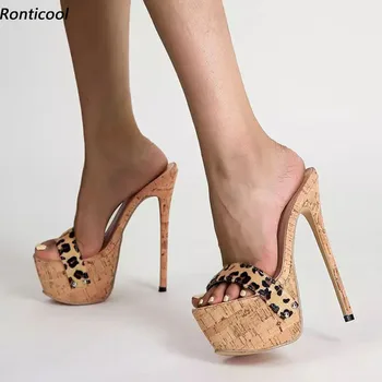Ronticool 수공 여성용 플랫폼 슬링백 샌들, 섹시한 스틸레토 힐, 라운드 토, 예쁜 파티 신발, 숙녀 US 플러스 사이즈 5-20