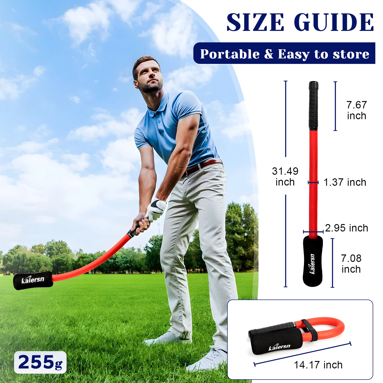 Description Picture 5 of itemNew Golf Warm Up Stick Golf Swing Trainer Aid For Improved Rhythm, Flexibility, Balance, Tempo and Strength Golf Training Aids