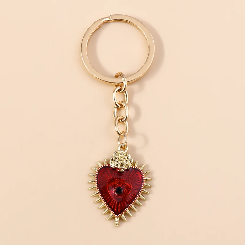 Aihua Gothic Red Evil Eye Hearts Schlüsselanhänger Steampunk Schmetterling Herz Charm Schlüsselanhänger für Frauen Männer Vampir Vintage Party Schmuck – Detail 5