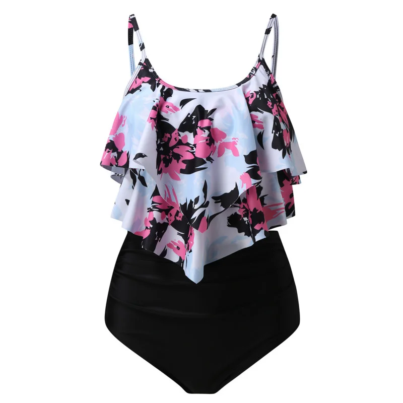 Bañadores estampados con volantes para mujer, traje de baño Sexy con ...