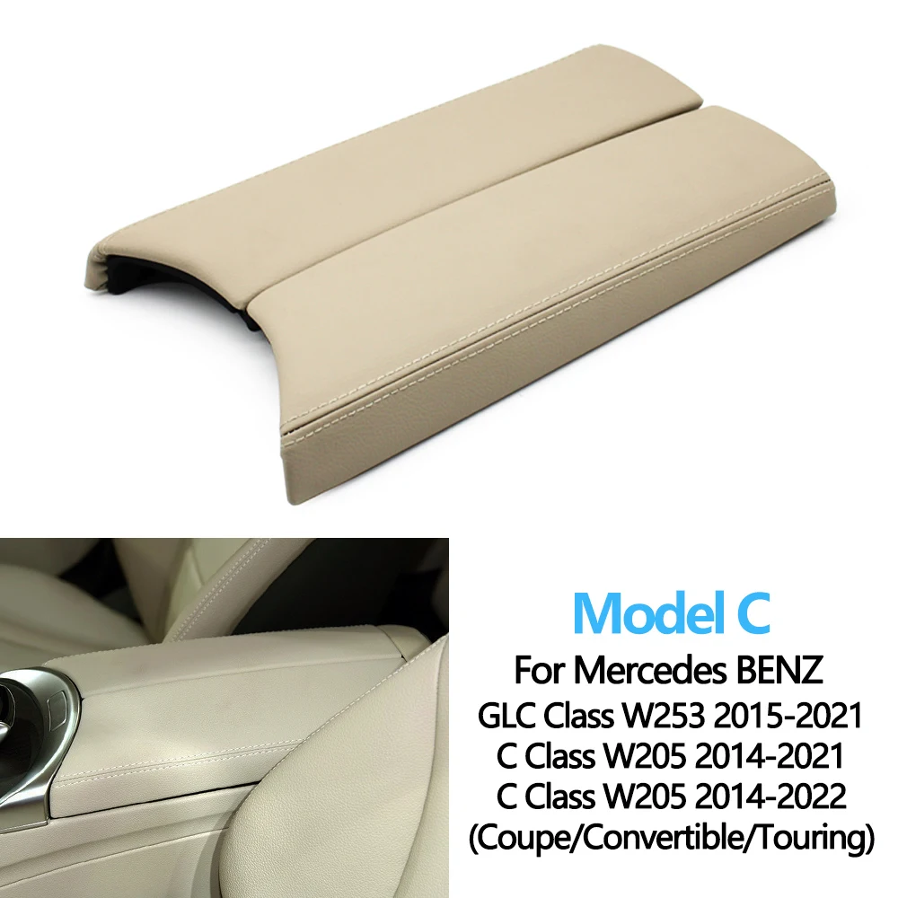 Copri Bracciolo Centrale In Pelle Per Mercedes Classe C W205 E GLC W253 | 2 Pezzi, Sostituzione, Nero