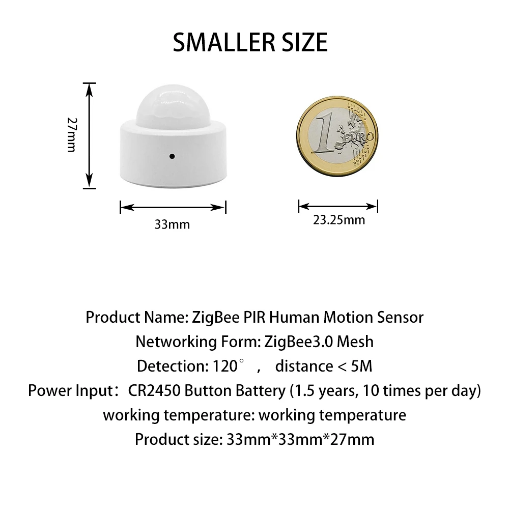 ZigBee Motion Sensor PIR IR Automation Human Body Infrared Detector Wireless Security Mini Tuya Smart Life Home Alexa Compatible