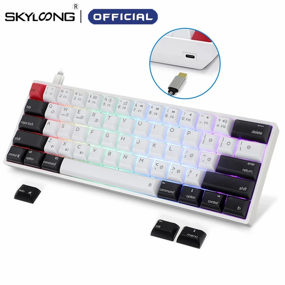 Механическая Проводная клавиатура SKYLOONG с 61 клавишами Hot Swap игровая красным