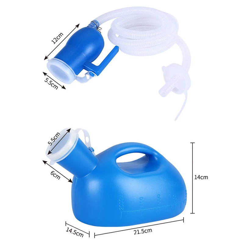 야외용 변기 공급 플라스틱 남성용 침대, 160cm 튜브, 휴대용 소변 수집기, 2000ml
