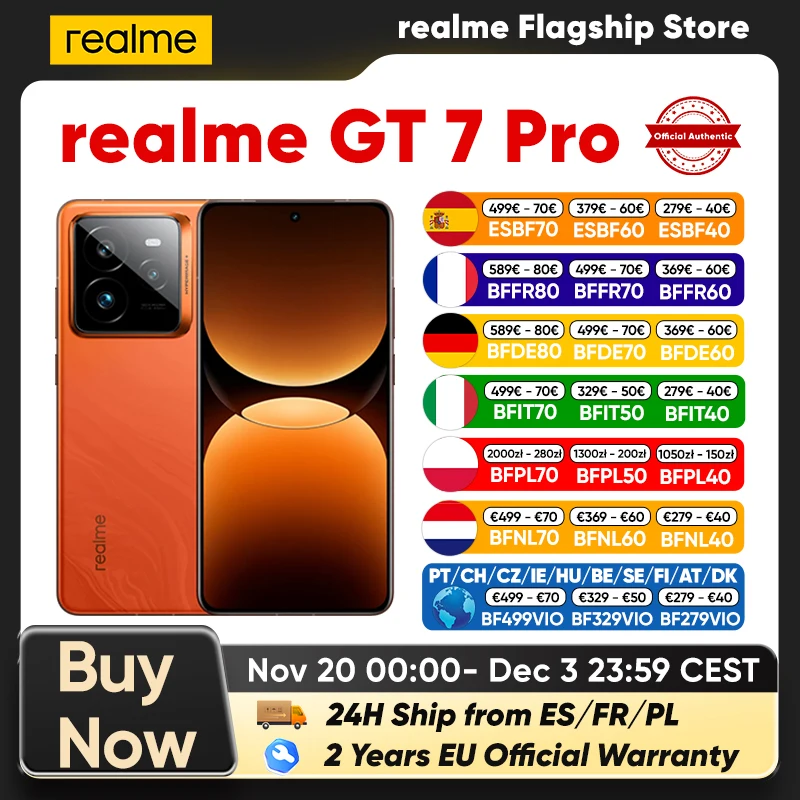 Smartfon realme GT 7 Pro z EU za $533.18 / ~1994zł Smartfon realme GT 7 Pro z EU za $533.18 / ~1994zł