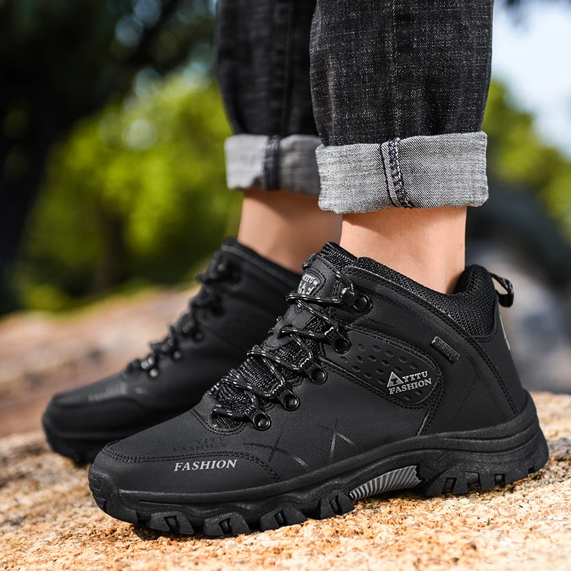Winter Boots Men Sneakers Shoes Casual Patent Leather Ankle Boot Male DESIGN SHOE Military Boots Man Luxuri Warm Army Boat Shoes