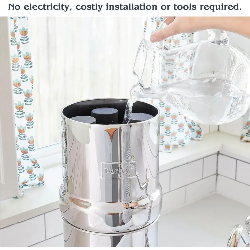Fed Water Filter System 3.25 Gallon with 2 Black Berkey Elements, 2 Berkey PF-2 Fluoride and Arsenic Reduction Elements