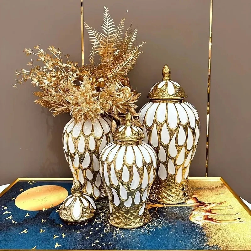 磁器ジンジャージャー中国風フラワーアレンジメント装飾花瓶M ジンジャージャーブルーとホワイトセラミックジンジャージャー