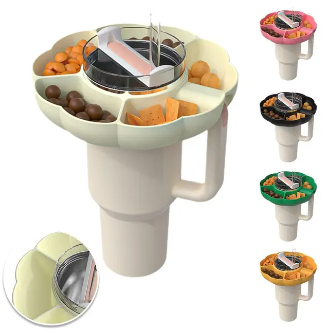 Portable Snack Cup Holder Snack Fruit Plate Plastic Car Mounted Drinking Cup  for Stanley Water Bottle Accessories Snack Tray - AliExpress