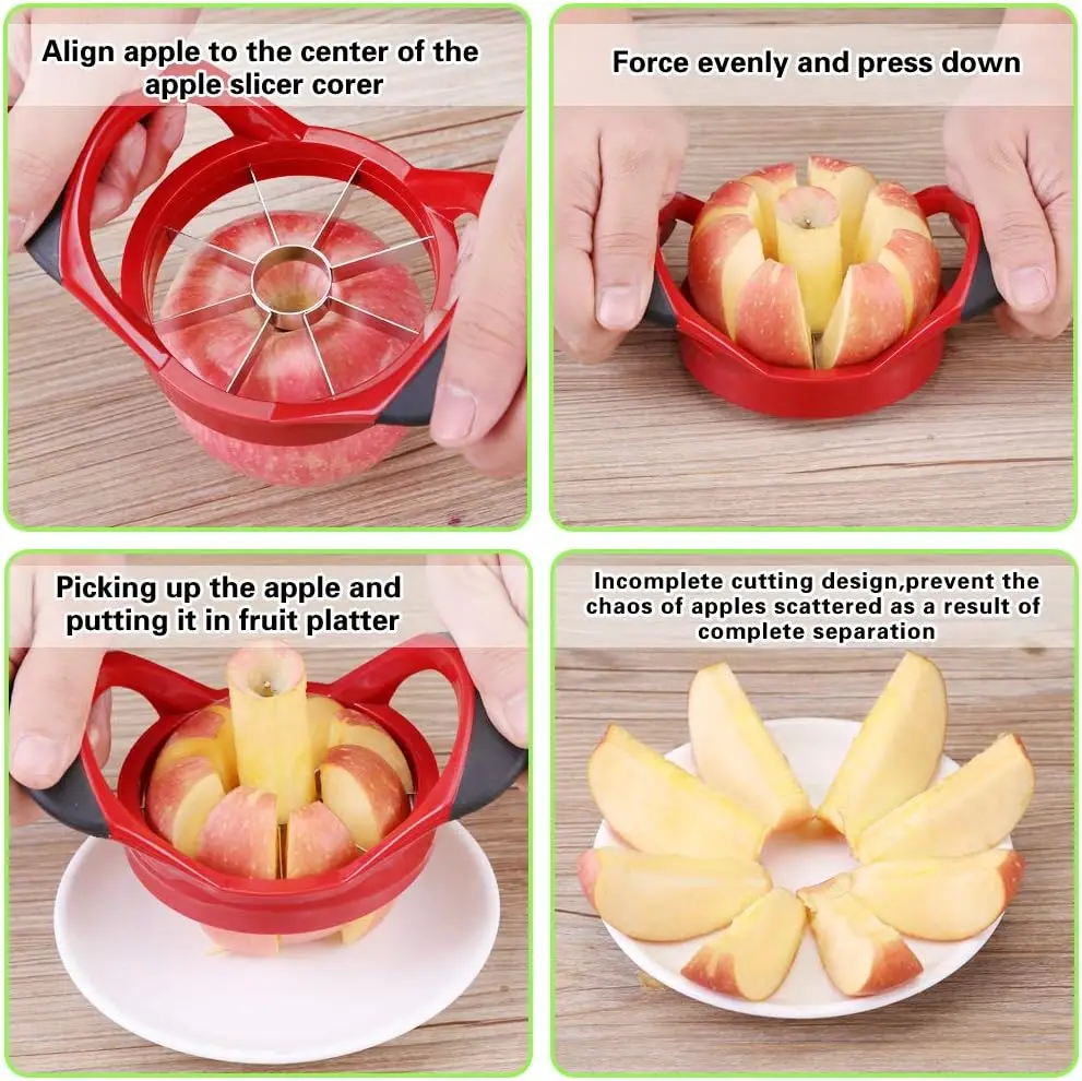 Apple Slicer Upgraded Version 8-Blade Extra Large Apple Corer Ultra-Sharp Cutter Wedger Pitter Divider