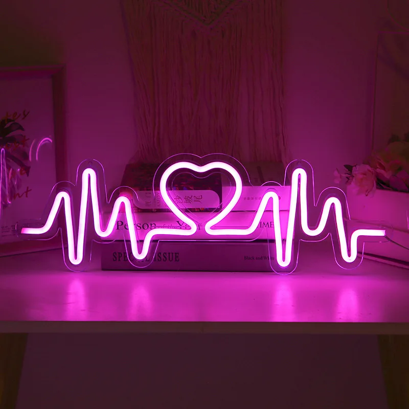 Hello Gorgeous Insegna LED Al Neon Dimmerabile – Lettera Con Cuore, 42x28 Cm, Alimentazione USB, Per Matrimoni E Feste