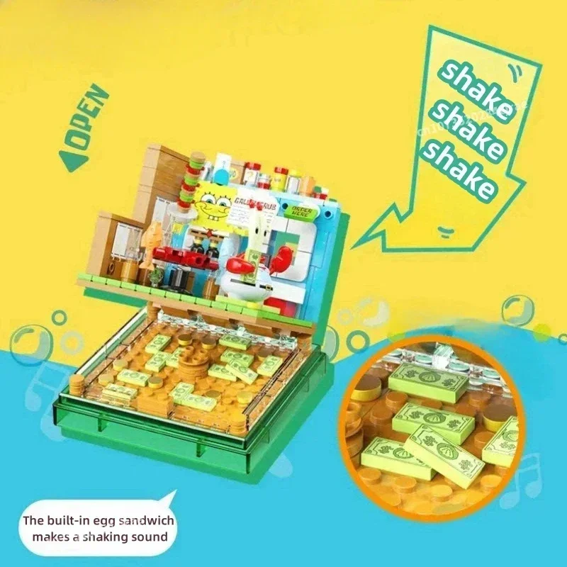 SpongeBobs SquarePants Series Building Block Box Beechburg Assembly PuzzleAnime Cartoon Room Model Assembly Toy  Boy Girl Gifts 4