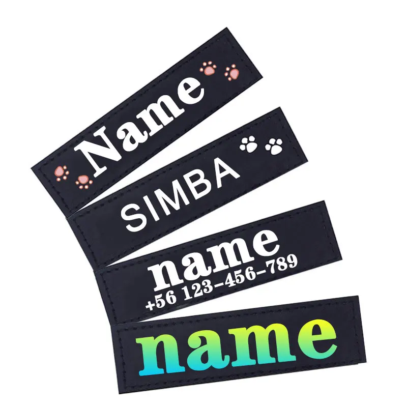 Pet ID Tags Pet Collar Dog Collar Tags Personalized 2pc Dog Name Tag Reflective Pet Chest Strap Collar ID Tag Sticker Text Paw Heart