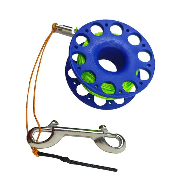 30M Scuba Diving Spool Finger Reel with Stainless Steel double ended hook Tech Snorkeling Equipment Cave Wreck Guide Line Reel 2