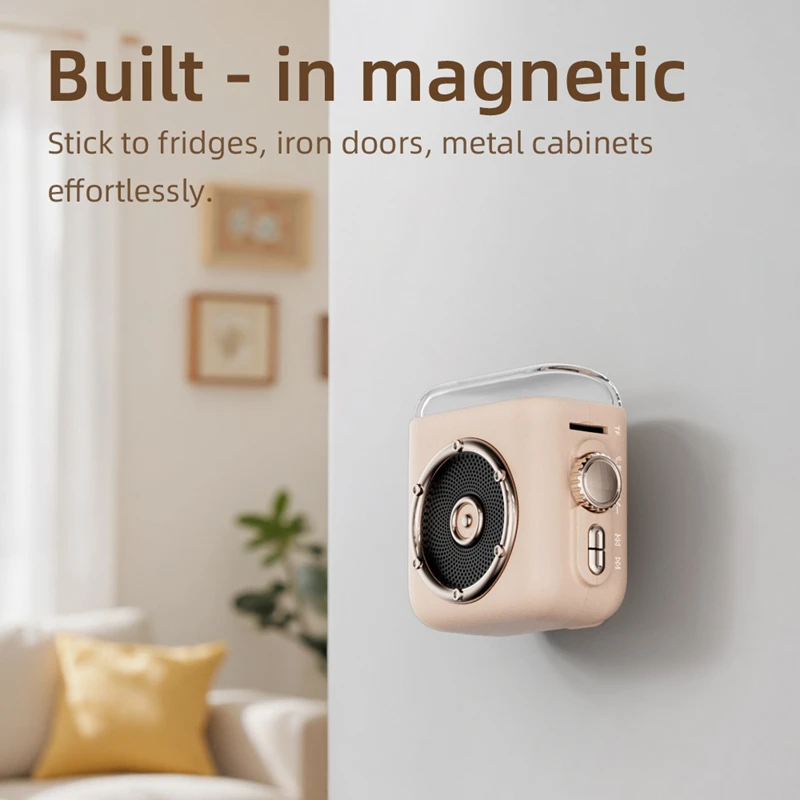 Bluetooth Retro LED Mini Speaker with Magnetic Back Clip - Portable Outdoor & Desktop Cartoon Music Gift