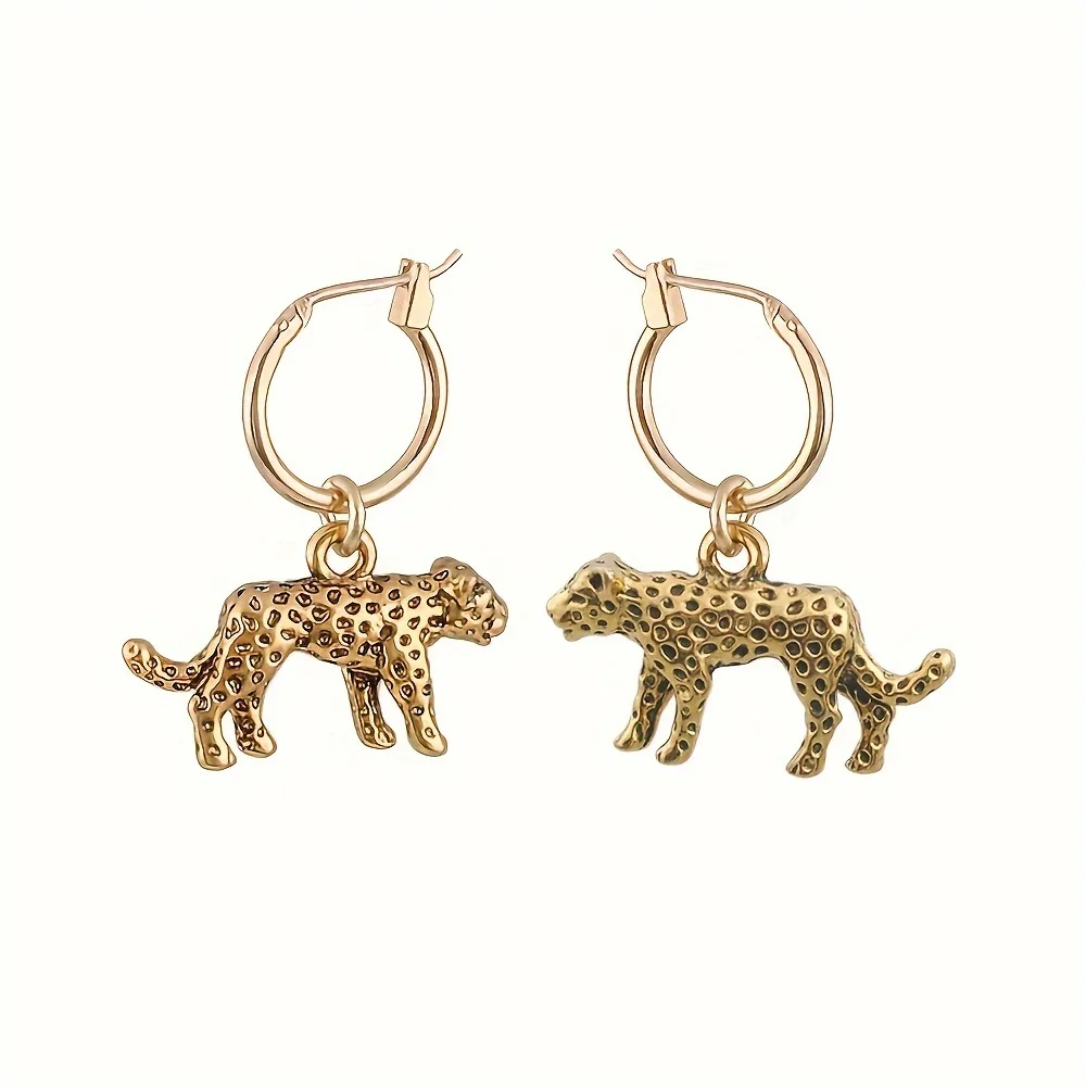 Orecchini A Cerchio Vintage Leopardati Grandi: Pendenti Geometrici In Stile Boho Per Donna - 5
