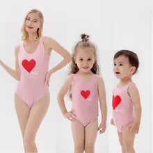 

Love Mother Daughter Matching Swimsuits Family Set Mom Baby Mommy and Me Bikini Dresses Clothes One-Piece Women Girls Swimwear