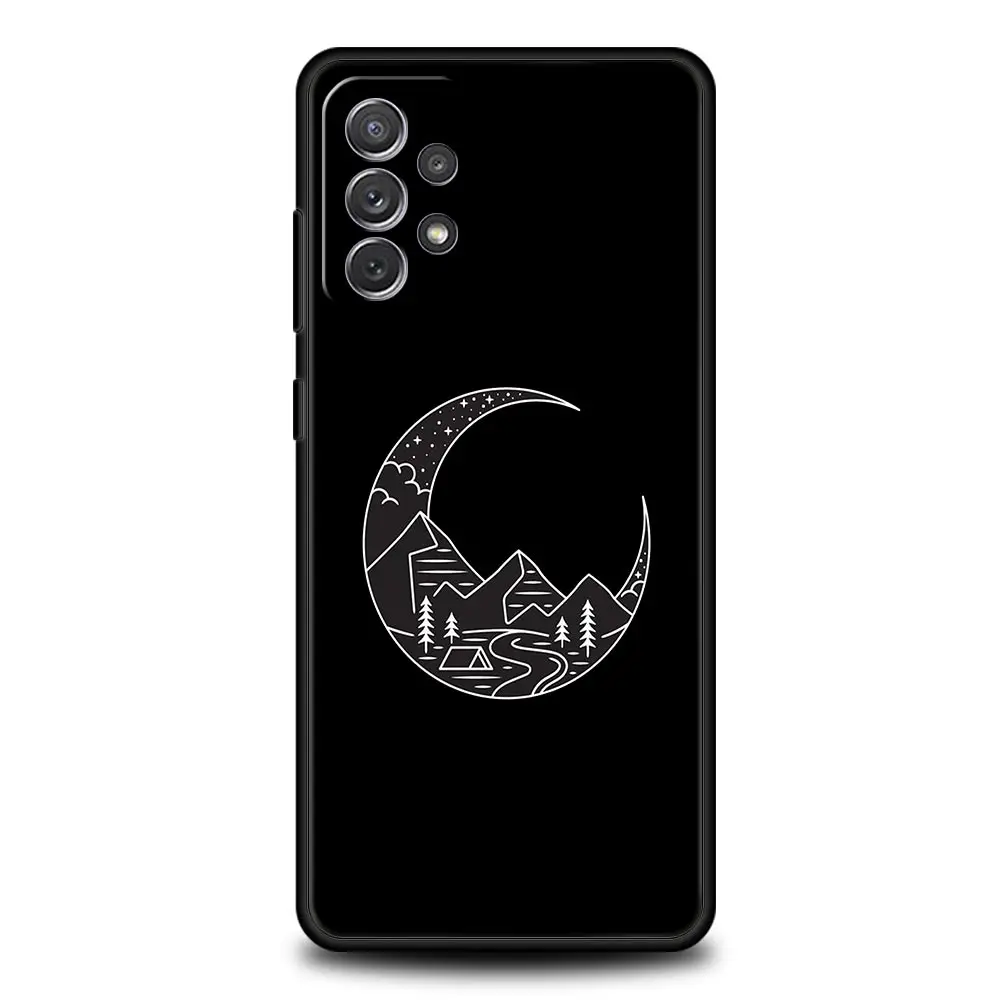 Line Mountain Scenery Sun Moon Phone Case Cover
