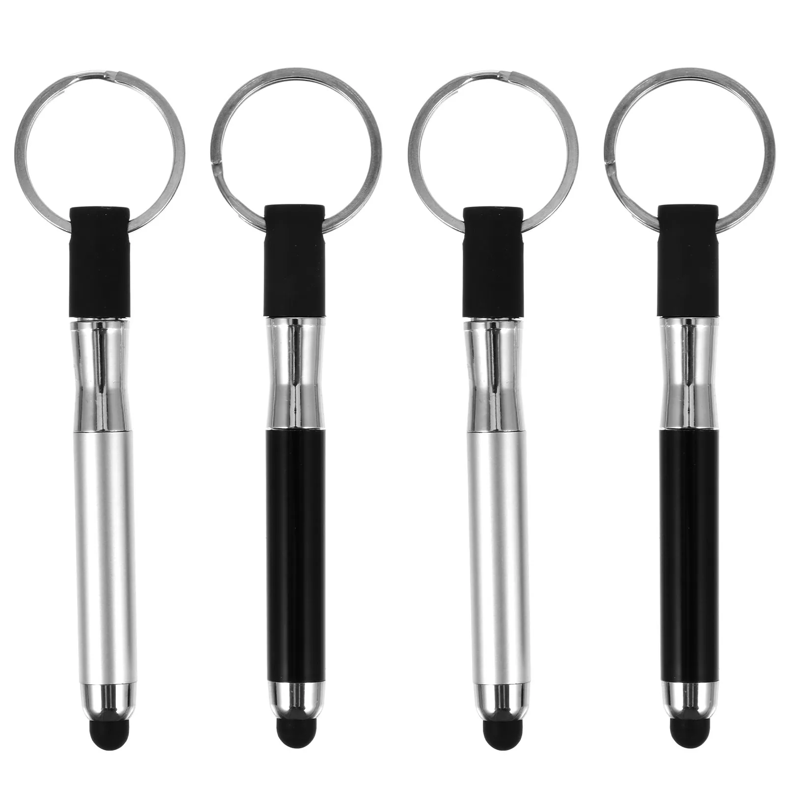 4Pcs 스타일러스 체인 미니 휴대용 볼펜 터치 스크린 용량 성 쓰기 도구 스타일러스 펜 스크린 펜 키 체인