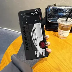 Black Soft Phone Cover Case with Japanese JDM Drift Car Design for Poco C75 5G (Mix01)