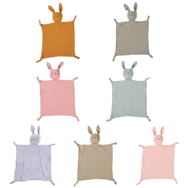 

Baby Security Blanket Soothe Appease Towel Soft Cotton Muslin Bib Animal Rabbit for DOLL Teething Comforter Blanket X90C