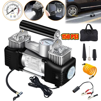12V Portable Dual Cylinder Air Pump Heavy Duty Car Truck Air Compressor Dual Cylinder Tire Inflator Electric Car Tyre Inflator 1