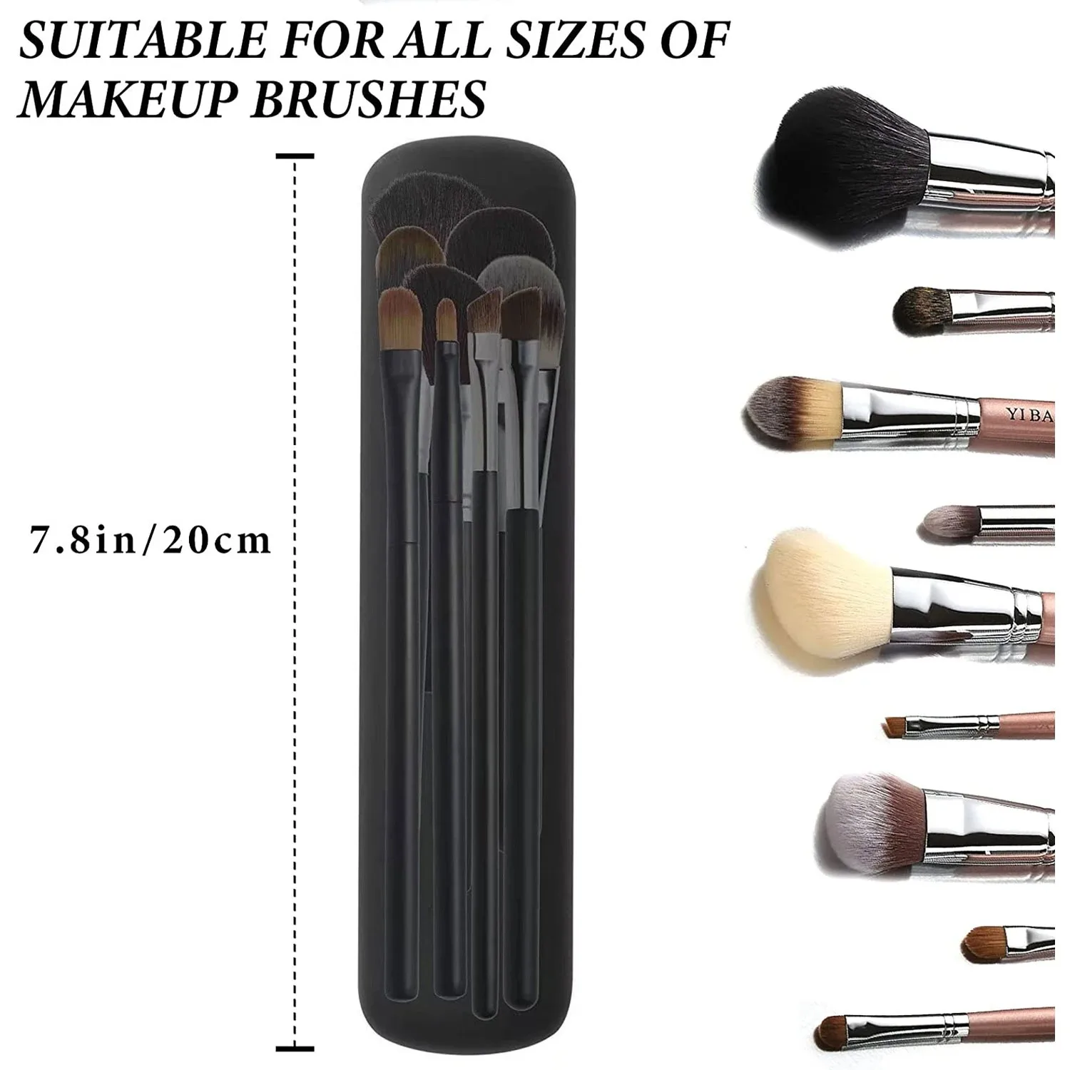 Silicone Brow Pencil Case Makeup Brush Eyeshadow Brush Storage Set Dust-Proof Simple Portable Travel Bag Specific