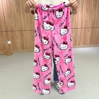 Cartoon Plush Pajama Pants Y2K Hello Kitty Sanrioed Kawaii Spring Winter Soft Thickened Homewear Pants Sweet Girl Student Gift 1