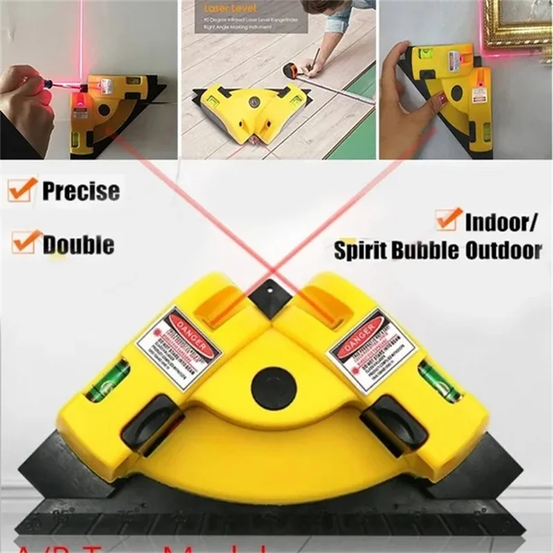 

90 Degree Vertical Horizontal Laser Line Word Line Projection Square Level Right Angle Measurement Tools 3 Colors